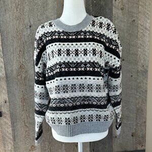 Winter Sweater Black and White with Pink Accents